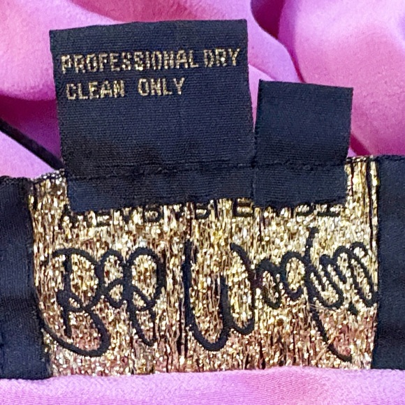 Bob Mackie Wearable Art Pink Button Down Silk Shirt with Peacock Design - Picture 5 of 6